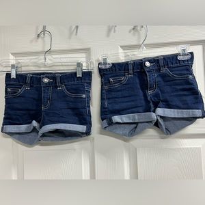 Lot of 2 Justice Girls Blue Denim Distressed Shorts - Size 10 Slim - EUC